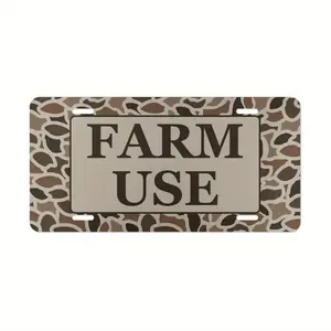 Old School Camo "Farm Use" Vanity Plate/License Plate, Gifts for Him, Hunting Gifts, Farming Gifts, Aluminum Front License Plate- 6X12- Inch Polished Metal Standard Plate, Easy to Install, Car Trim Accessories, for Decor Only, Made in USA Truck Vehicle