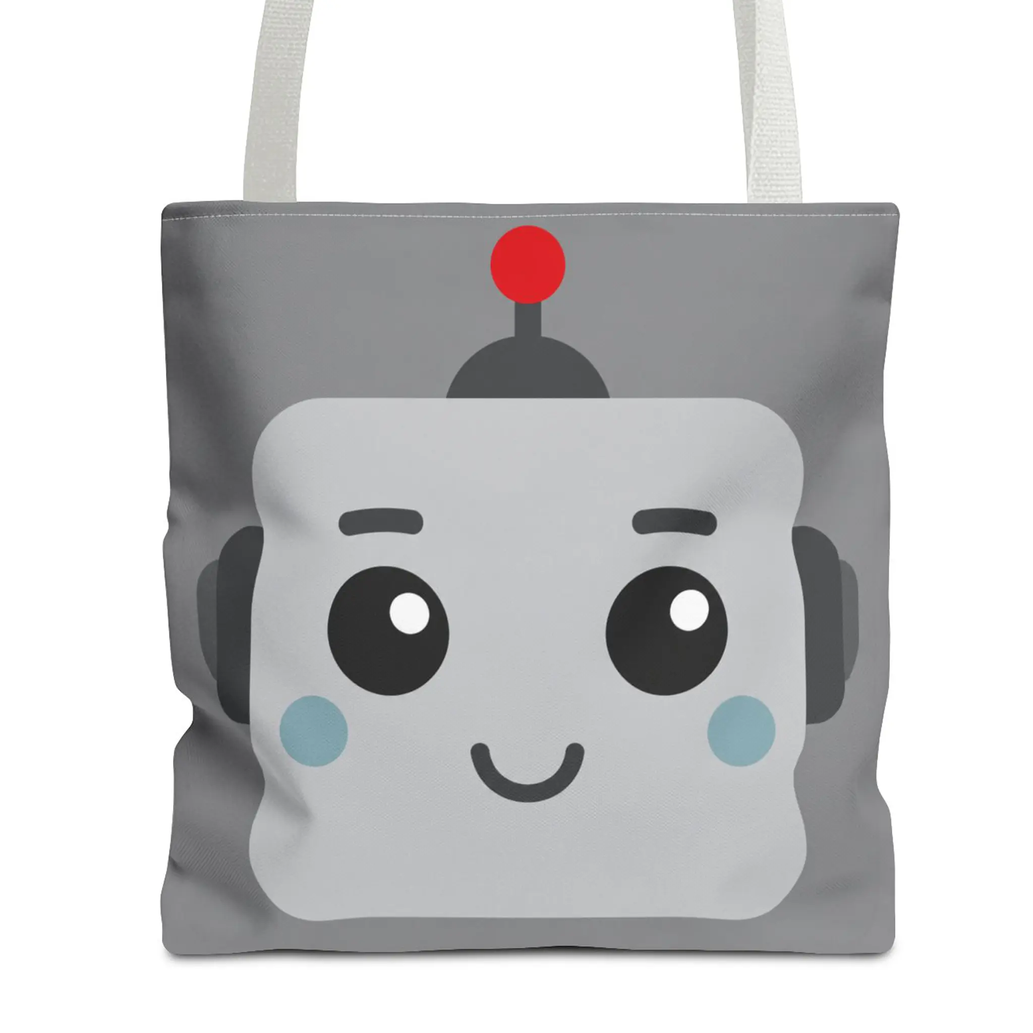 Cute Robot Halloween Trick or Treat Bag for Kids – Silver Robot Candy Tote Candy Bag 13x13