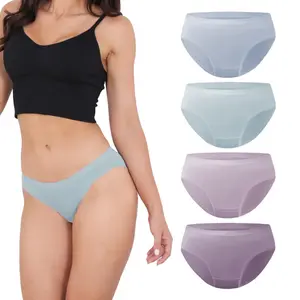 DAVID ARCHY Women's High Waisted/Low Waisted Bikini-Breathable Briefs Panties Rayon Made from Bamboo Soft Seamless 4 Pack Thongs Comfortable & Moisture Wicking