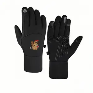 1 pair with Yupoong Beaver Open 2024 Beaver Club Design Mardiwinter gloves running gloves Touch Screen Grippy Palm Outdoor Sports for Men Women Warm winter gifts Thick Stylish Warmest