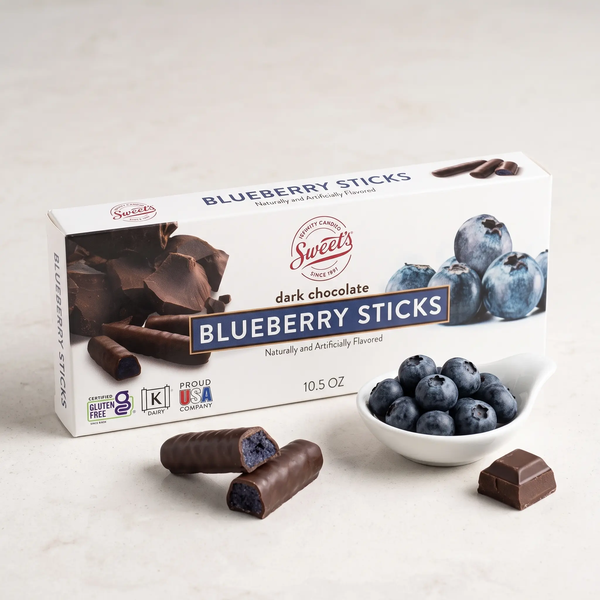 Sweet's Dark Chocolate Blueberry Sticks - Gluten Free Gourme