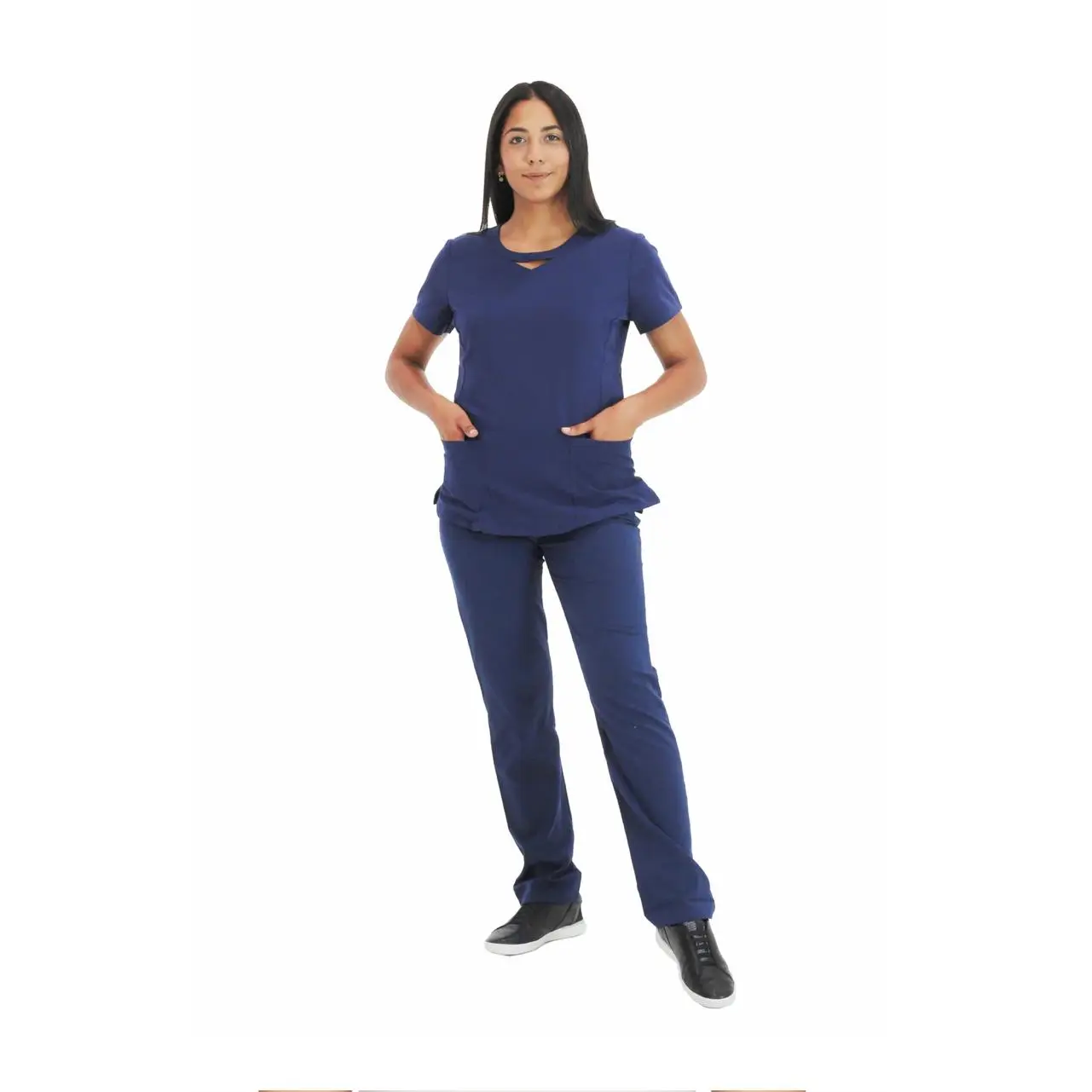 BANU Lola Women's Basic Style Plain Long Straight Leg Scrub Pants - 4-Way High Stretch Workwear, Adjustable Waist, Breathable Moisture-Wicking, Yoga Drawstring, Multiple Pockets, All Seasons Medical Uniform Bottoms
