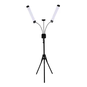 LED Light Kit, 3600 Lumens, 40W, 3 Light Color Modes - Ideal for Make Up & Tattoo Artists with Adjustable Tripod & Flexible Phone Holder - Black