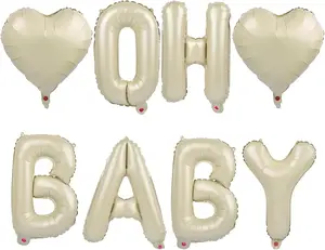 OH BABY Letter Balloons, Baby Shower Party Decorations Gender Reveal Decor Supplies, 16 Inch, Cream White