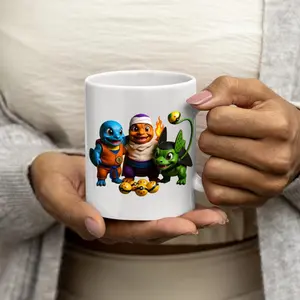 Creature Friends Mug • Fantasy Character Coffee Cup with Dragon and Monster Companions - Unique Geeky Gift for Fans