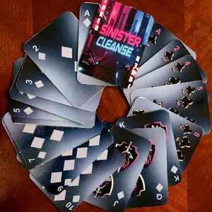 "Sinister Cleanse" Custom Handcrafted Holographic Vinyl Accent Playing Cards Deck with Joker United States Edition High-Quality Matte Photo Paper Laminated Plastic Protection Wear-Resistant Unique Gamer Accessory new card, game Standard Cards for Adults