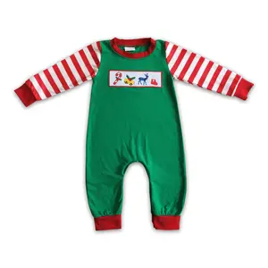 Boys' Long-Sleeve Christmas Deer Onesie with Cute Embroidery - Infant Toddler Clothes, Holiday Sleepwear, Ideal Xmas Gift for Boys