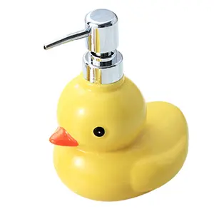 Ceramic Yellow Duck Foaming Soap Dispensers Sanitizers Pump Bottles for Toiletries,Leakproof Kids Adults