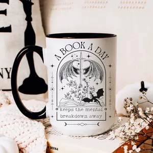 Dragon Bookish Mug, Book Lover Fantasy Mug, Booktok Things, Book Merch, Bookish Aesthetic, Large Coffee Cups, Cozy Reading Mug, Book Club