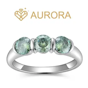 ��#104 Avocado��Full Moissanite main stone and side stone rings 925 sterling silver  gift senior Anniversary  Jewelry Synthetic Moissanite