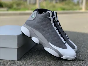GreyWhite Tumbled Leather & Suede Cat-Eye Basketball Shoes