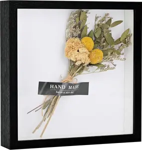 8x8 Shadow Box Frame Display Case for Baby Keepsakes, Wedding Photos, Sports Tickets, Dried Flowers, Crafts Memorabilia Wall Decor（8×8，Black