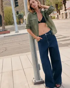 Express Low Slung Dark Wash Baggy Jeans