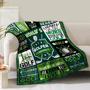 Golf Blanket Gifts for Men Dad Husband Boys Golfers Birthday Christmas Valentine Presents Golfing Theme Decor Home Bedroom Living Room Sofa Couch Soft Cozy Fleece Kids Adults Teen Women Throw 60"x50", Printed on One Side with a Plain White Back, Halloween