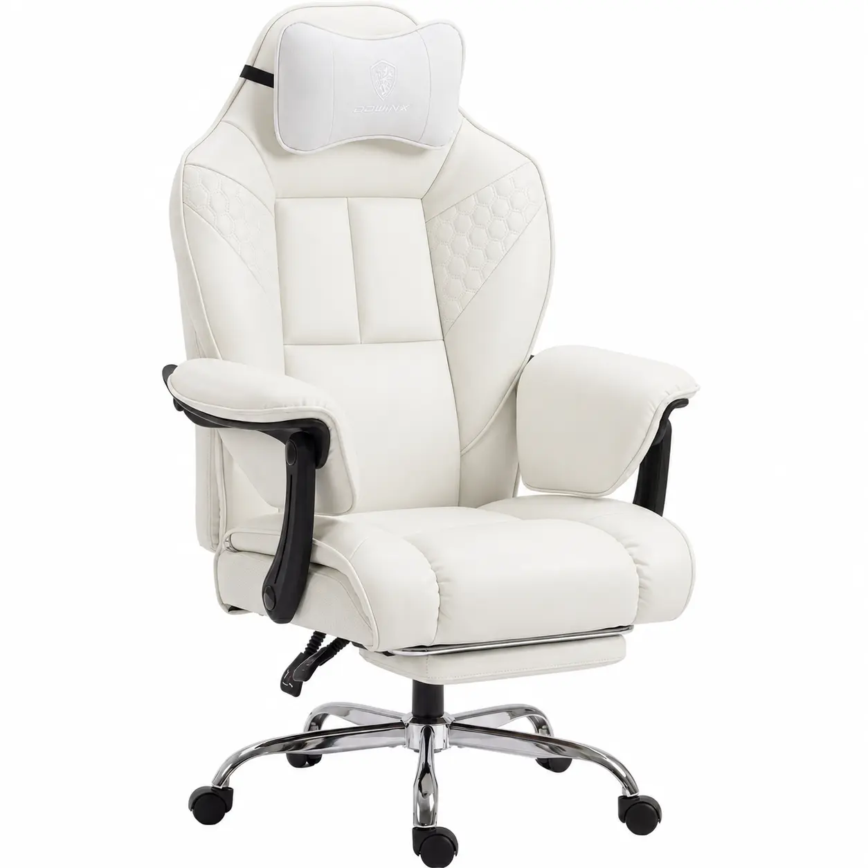 【Halloween Gift】Dowinx Big and Tall Executive Office Chair with Pocket Spring Cushion, High Back, Linkage Armrests, Footrest and PU Leather