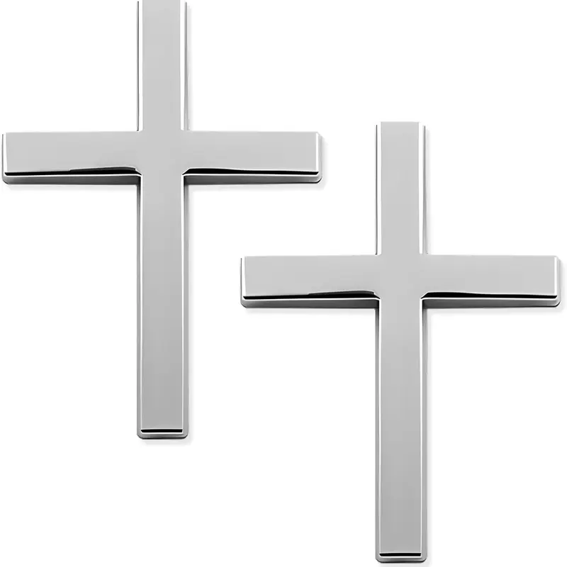 Self-Adhesive Christian Cross Vinyl Decal - 3D Design, 2.5 x 1.8 Inches, Double-Sided Adhesive Car Sticker, Burrfree Edges, Scratch Cover, Fits Smooth Surfaces, Glass, Walls, Wood, Car Exterior Accessory
