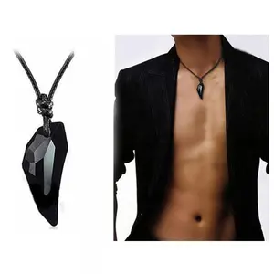 Men's Fashion Wolf Tooth Pendant Necklace, Matching Rope Chain