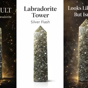 Noir Vault Shadow Flash Labradorite Tower NV-001 Silver Mica Illusion Sparkle Gemstone Decor Collector Protection Piece
