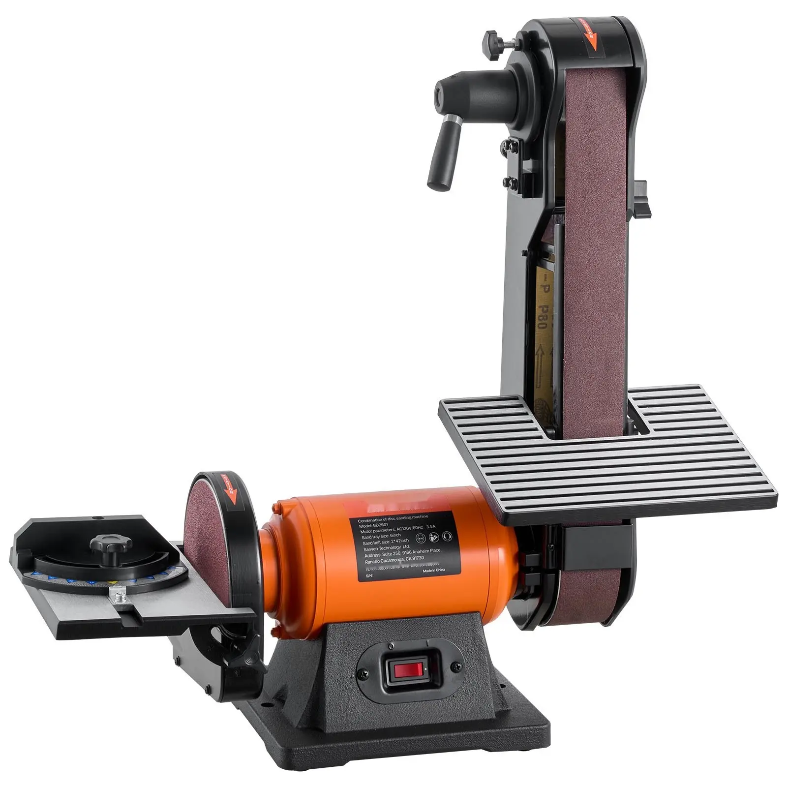 6-Inch Disc Sander and 2-by-42-Inch Belt Sander Combo, 420W Professional Bench-Mount Belt & Disc Sander with Multiple Angle Adjustments, Ideal For DIY Woodworking, Furniture Refinishing, Knife Sharpening, And Hobby Shop Projects