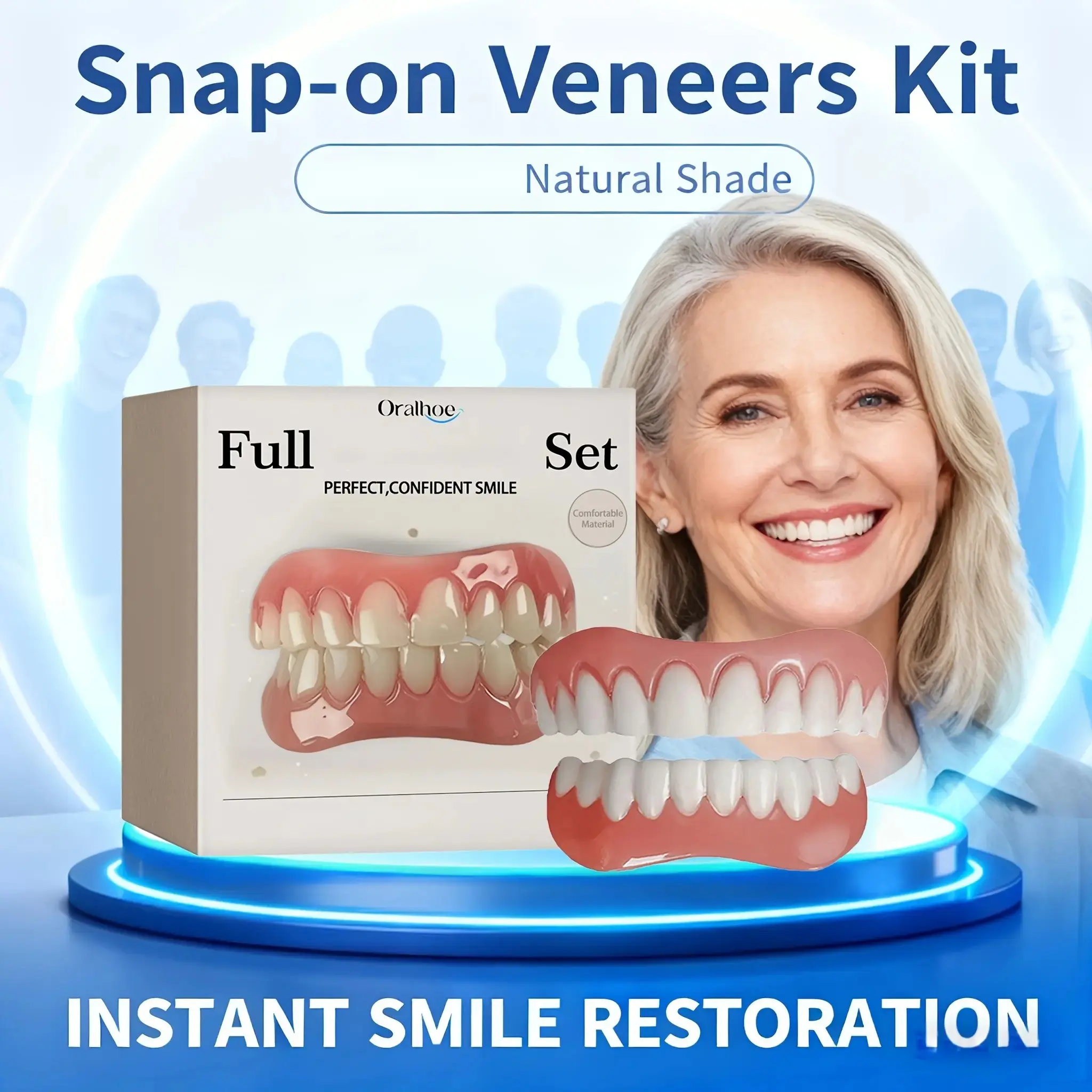 Teeth Veneer Set for Missing Teeth or Large Gaps, Easy Design, No Foreign Body Sensation, Convenient Temporary Wear, Renews a Confident Beautiful Smile, Perfect Gift