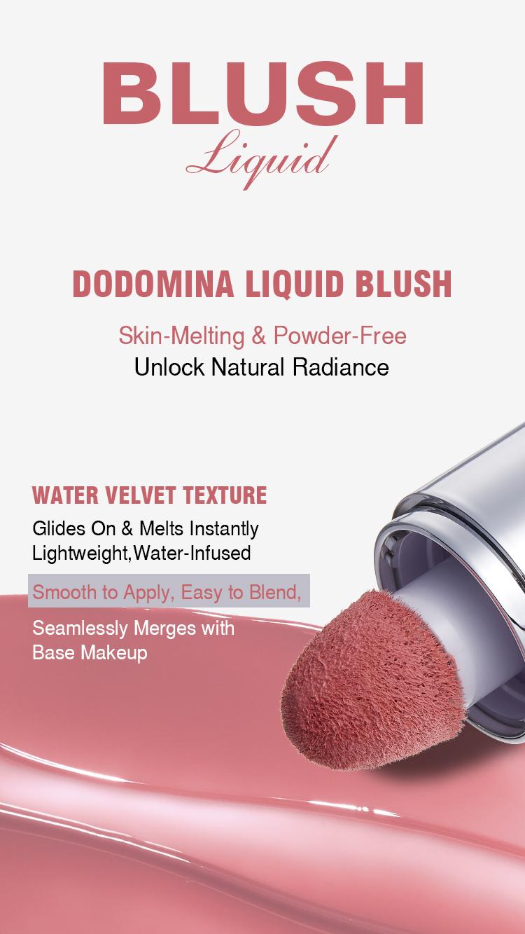 DODOMINA Water Velvet Liquid Blush – Liquid-to-Powder Natural Flush Multi-Use Makeup for Cheeks Eyes Lips, Silky-Smooth Blendable Blush for Women  Set Glitter Waterproof Pearlescent shipping free Pink matte lips girly items Primer Long-Lasting red