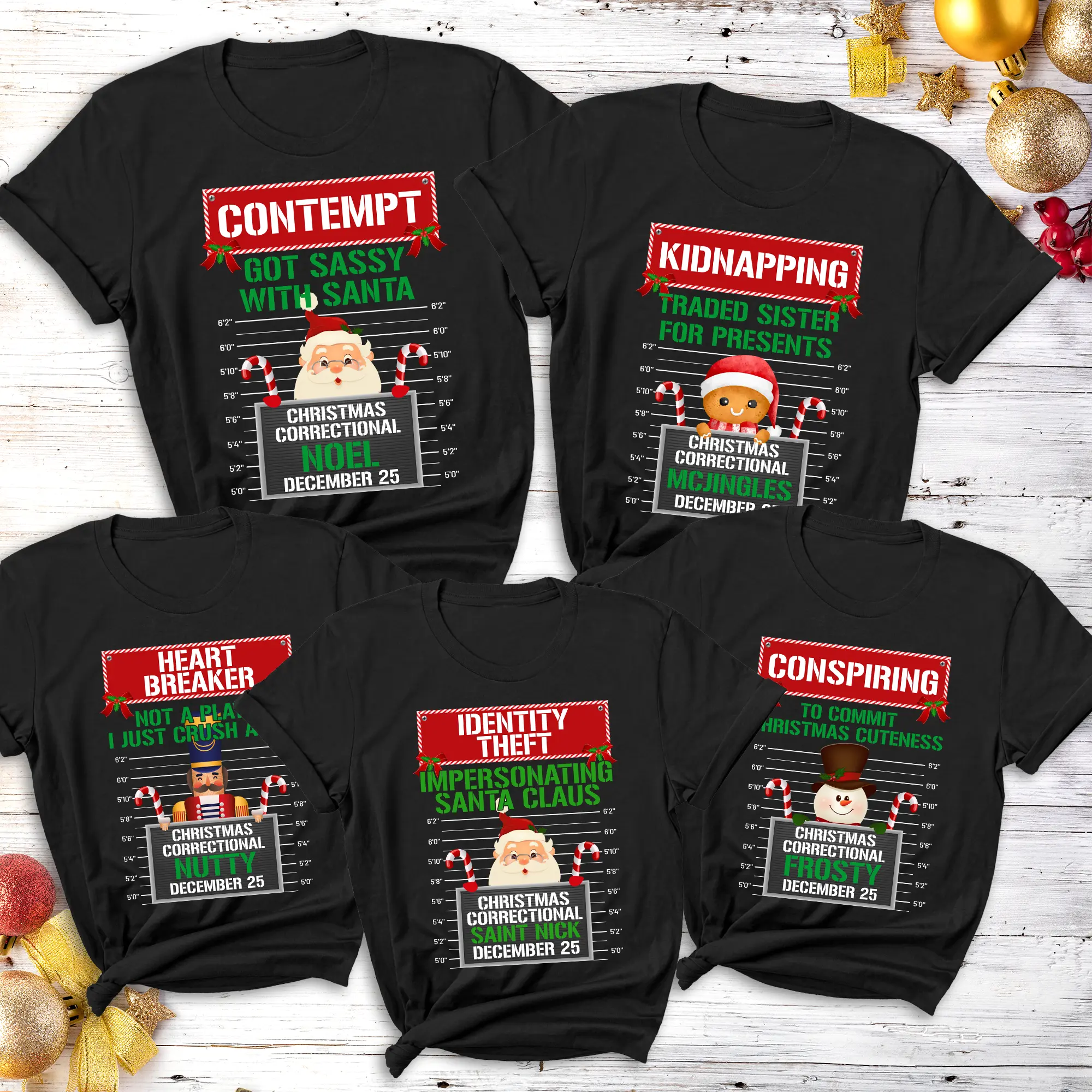 18 Quotes Custom Christmas Correctional Shirt, Personalized Family Christmas Tee, Funny Group Group Matching Family Christmas Gift for Friends Family, Inmate Christmas Party Tees, Xmas Holiday Pajamas Tee