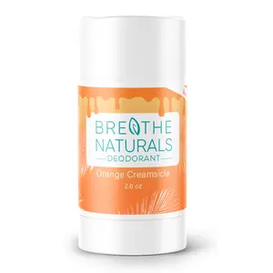 Breathe Naturals Deodorant - Orange Creamsicle - Gentle On Sensitive Skin - All Day Freshness - Aluminum Free & Vegan