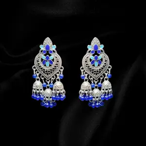 Silver and Blue Jhumkas