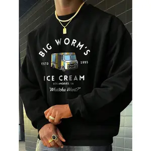 Men's Letter Print Round Neck Long Sleeve Slim Fit Casual Lightweight Sweatshirt, Spring/Autumn