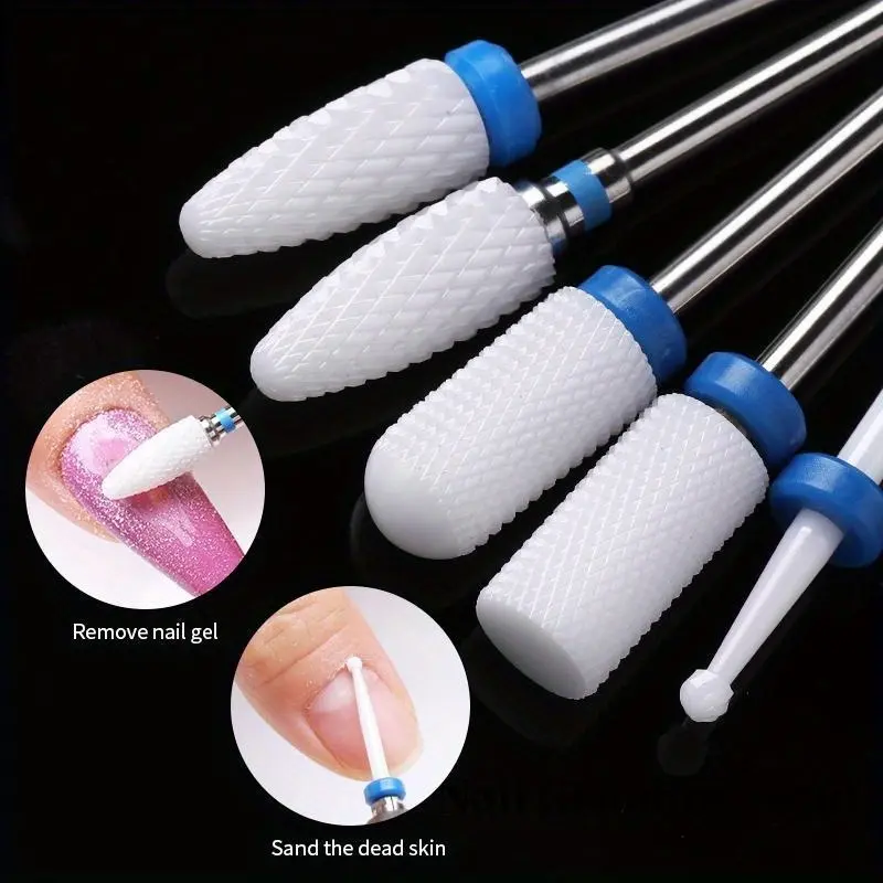 5pcs Ceramic Tungsten Carbide Nail Drill Bit Set - Odorless, Perfect for Manicure & Pedicure Tools, Nail Bits