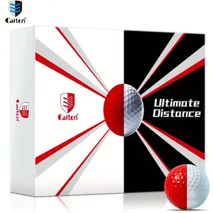 Caiton 12/6/3pcs Ultimate Distance Golf Balls, Red & White, 3-Layer Design, Adds 40 Yards+, Tour Performance, Low Compression, Spin Control for All Levels.