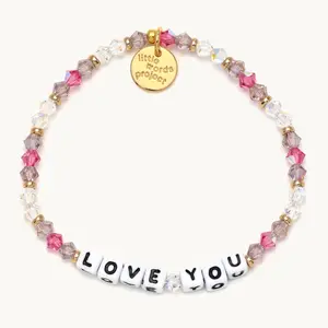 Little Words Project Love You Beaded Bracelet, Sparkling Crystal Bracelet, Self-Love Accessory, Appreciation Gift, Twinkling Bracelet