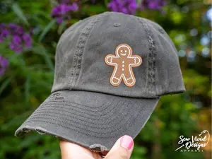 Gingerbread Cookie Hat | Distressed Baseball Cap or Ponytail Hat | Christmas Hat | Secret Santa Gift | Fun Holiday Hat | Gingerbread Man