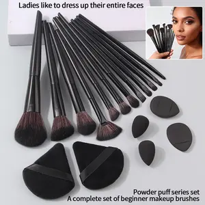 6/12/18PCS multi-specification makeup brush set: Soft multi-purpose Facial makeup set brush & Flocking triangular powder Puff & Mini sponge egg/Powder puff Cosmetics Makeup Tool Makeup Brushes Set