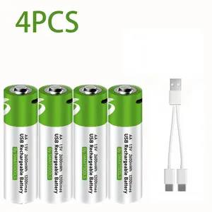 Rechargeable AA Lithium Batteries 1.5V 1733mAh High Capacity, 1.5-Hour Fast Charging, 1200 Cycles, USB-C Charging with Portable Charger Gift, Constant Output for Cameras, Remotes, Medical Devices