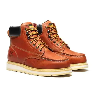 MENS- 6" Moc Toe Boot - Leather Footwear for Men Boy Walking Shoes botas mexicana
