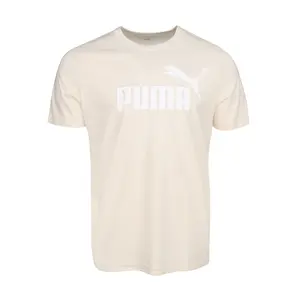 PUMA Mens Essentials Logo Crew Neck Short Sleeve Casual Tops Casual - Off White