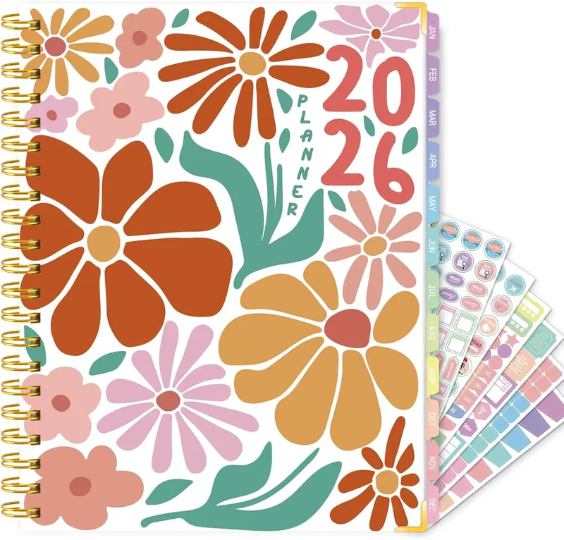 Planner 2026 Daily Weekly and Monthly - Large A4 Planner from January 2026-December 2026, 8.8"x11.4" Aesthetic Teacher Student Agenda Book with Back Pocket, Stickers, Coated Tabs, A4 Size