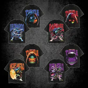 [Collection] Teenage Mutant Ninja Turtles Premium Cotton T-Shirt Made in USA, Leonardo Raphael Donatello Michelangelo Graphic Tee, Classic Comic Fan Apparel
