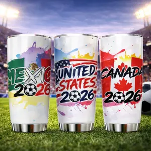 1pc 20oz Stainless Steel Insulated Tumbler with National Flag Designs, Soccer 2026 Theme Travel Cup, Double Wall Vacuum Insulated Coffee Mug, Stainless Steel Thermos, Patriotic Sports Gift for Dad, Boyfriend, Husband, Birthday Holiday Gift