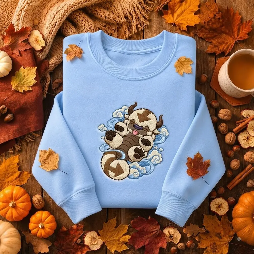 Embroidered Appa Sweatshirt, Anime Sweatshirt, Flying Bison Shirt, Movie Hoodie, Anime Aesthetic Gift for Fans