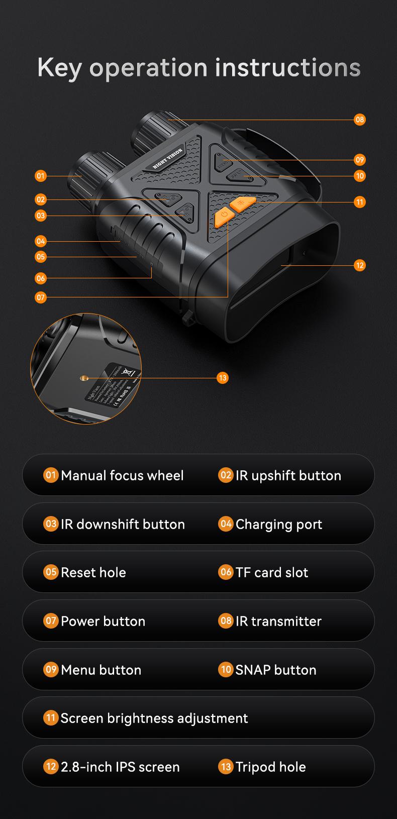 HD Digital Night Vision Binoculars, 1080P Night Vision Goggles with 800m Viewing Range, 2.8" Screen Photo Video Recording, Infrared Night Vision Device for Hunting, Camping, Surveillance, Wildlife Observation