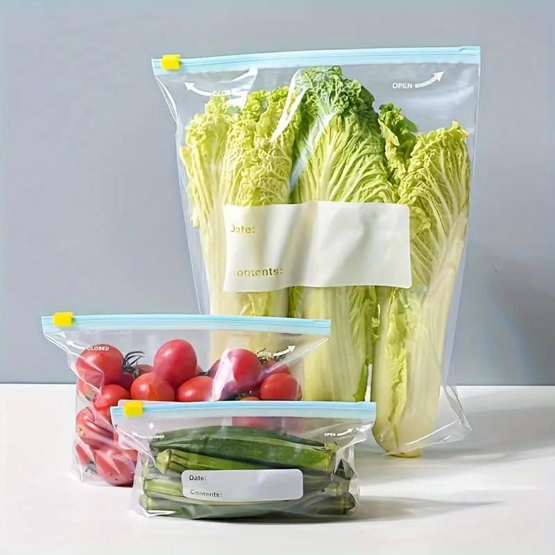 10pcs Reusable Food Storage Bags, BPA Free Food Grade Freezer Bags, Sandwich Zipper Bags, Silicone Food Fresh-keeping Bags, Leakproof Resealable for Meat Fruit Veggies Snacks, Kitchen Supplies