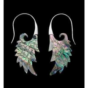 18G Wing White Brass Abalone Hangers / Earrings