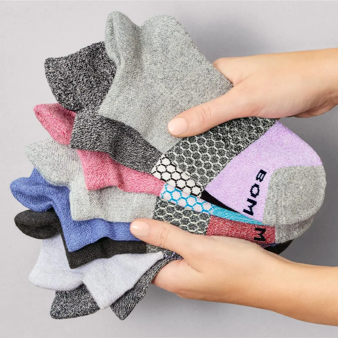 [Today Only] Pack 5 BB Tri-Block Honeycomb Ankle Support Solid Socks for Women, Men | Multi Colors Unisex Running Socks, Seamless Toe, Compression Socks | Stylish Socks