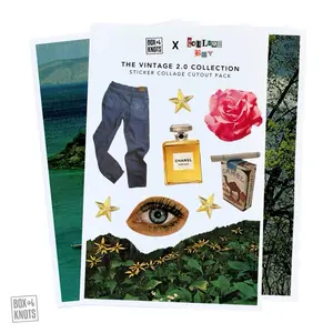 The Vintage 2.0 Collection | Limited Edition | Collage Boy Collaboration | Full Sheet Sticker Adhesive | Vintage Magazine Sticker Sheets | Matte | Decorative Collage and Junk Journaling Decor | Scrapbooking | DIY