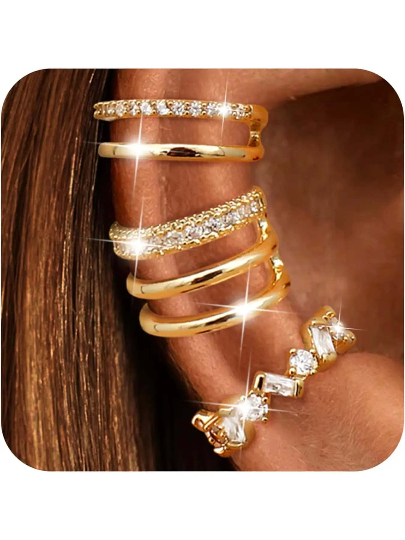 Ear Cuffs Non-Piercing Earrings for Women Cute Small Clip-On Cartilage Earring Gold Plated Dainty Fake Piercings Earings