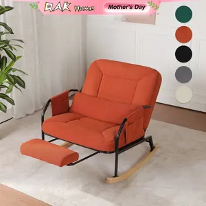 34.6" Rocking Chair with Footrest, Comfortable Headrest and Backrest, Side Pockets, Ideal for RelaxationDBCB