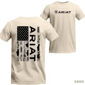 Ariat T-shirt - American Flag Design With Unique Ariat Details, Ideal For A Bold And Adventurous Style Top Menswear Tshirt Crewneck Casual Tropical