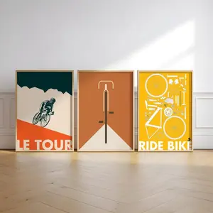 Tour de France Cycling Poster Set Grand Tour Prints Minimalist Cycling Art Gift for Cyclist Road Bike Print Set of 3 Stylish Wall Art Decor
